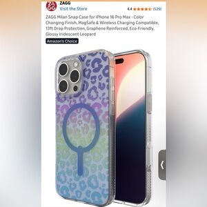 NEW ZAGG IPhone 16 Pro Max iridescent leopard phone case